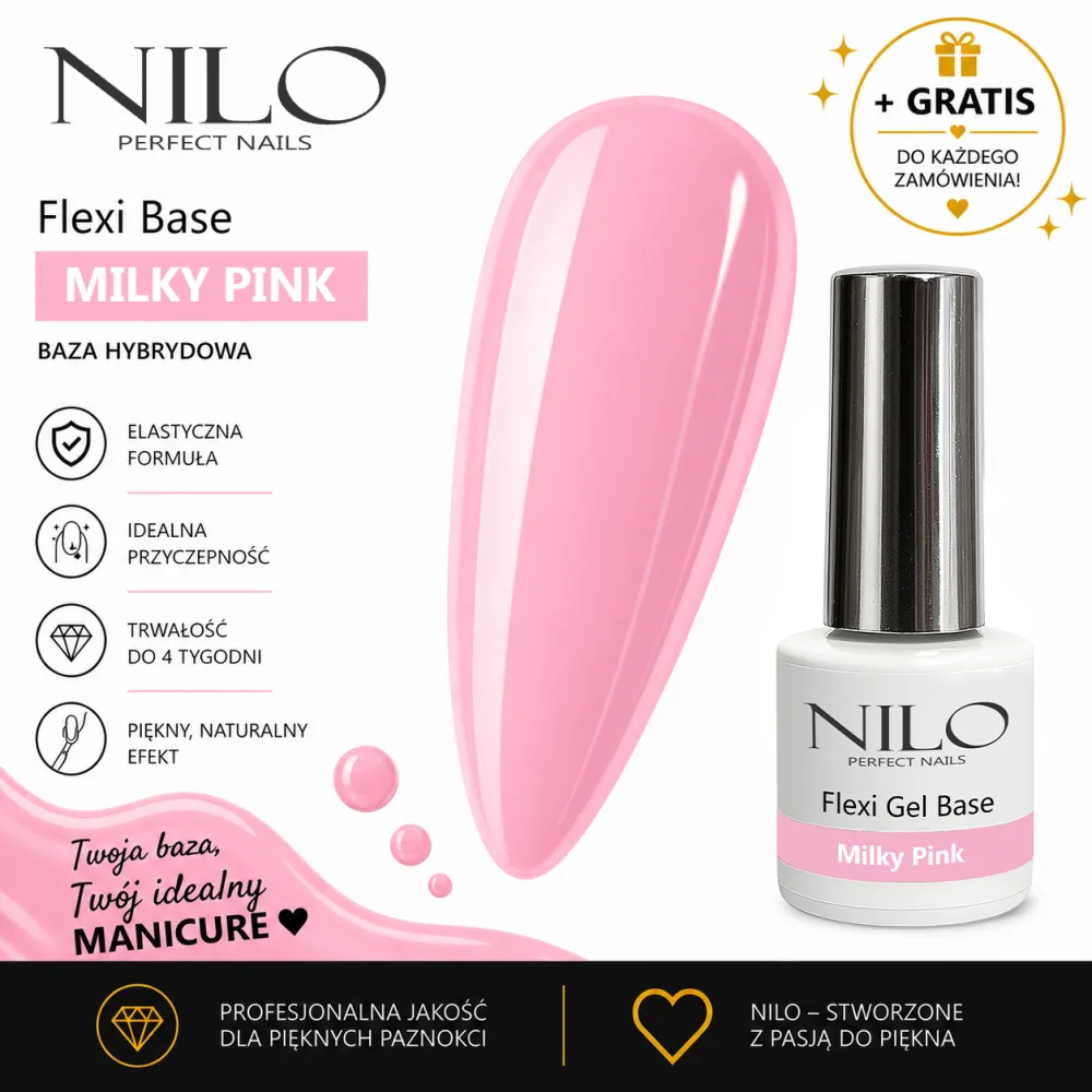 Baza hybrydowa Flexi Base Milky Pink 10ml NILO Perfect Nails
